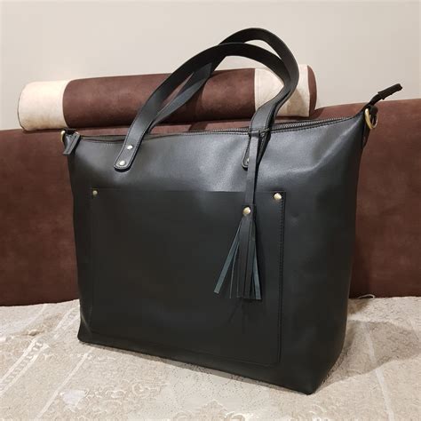 Black Leather Tote Bag 